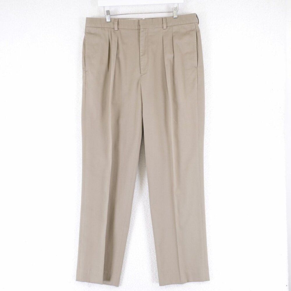 L.L. Bean Pleated Tan Chino Pants 36/30‎ Mid Rise